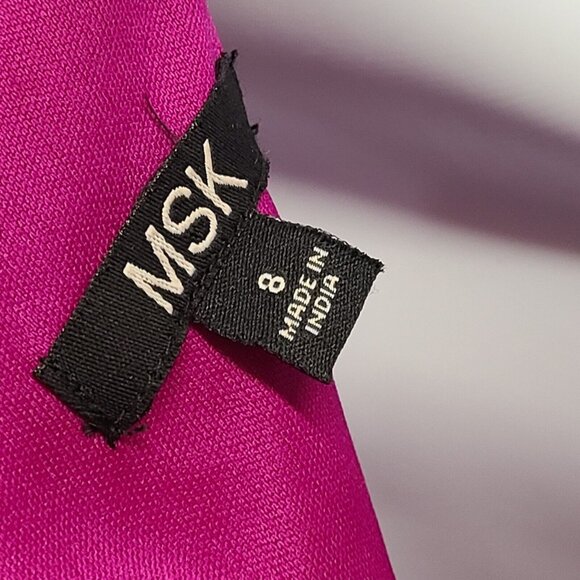 MSK Womans 8 Fuchsia Pink Floral Print Halter Neck Maxi Dress High Low H… - Picture 6 of 8